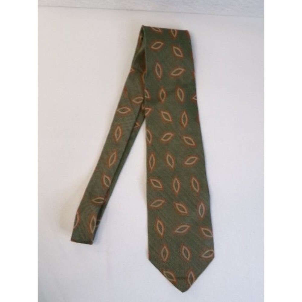 Emporio Armani Men's Italian Silk Tie Geometric Green Brown